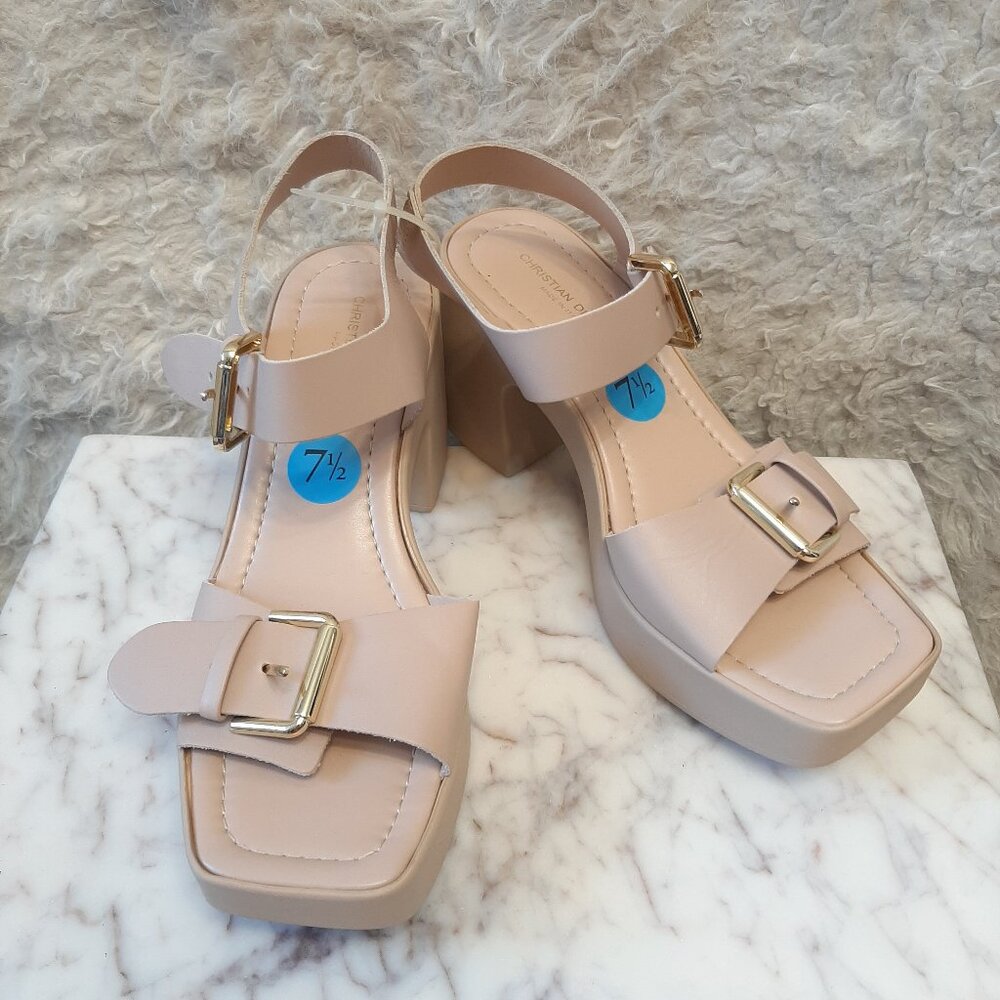 Christian Di Riccio Women's Beige Leather Platform Saddles 7.5/38 Made in Italy